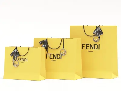 Fendi Luxury Packaging Boxes and Paper Bags Low-poly 3D model