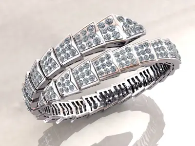 Viper Snake Bracelet Full Pave 3D print model