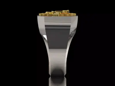 Square Signet Ring with Crowned Eagle Motif mr0302 3D print model