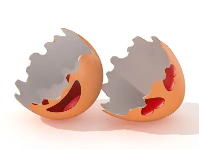 Egg Cracked Emoji N020 Low-poly 3D model