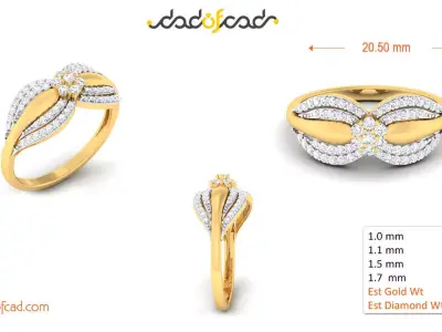 Elegant Yellow Gold Rings for Women 3D print model
