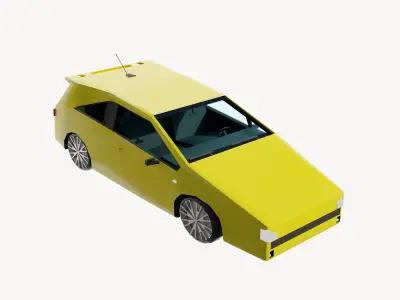 Yellow car lowpoly Low-poly 3D model