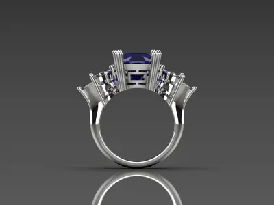Luxury white gold ring with sapphire model jr00034 3D print model