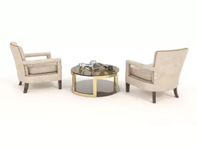 Modern Coffee Table and Armchair Set 24 3D model