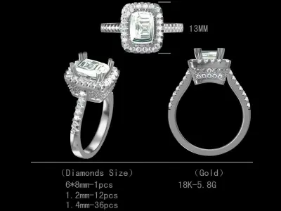 luxury emerald  rings  3D print model