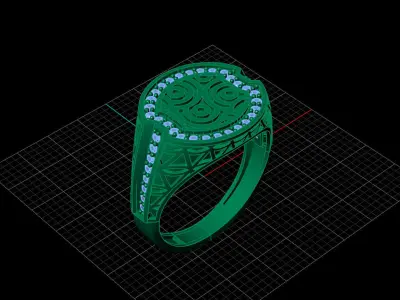 Print Ready STL 3DM  Gents Rings Diamond Men Ring  3D print model 222