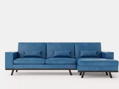 Copenhagen Divan Sofa Right Velvet Low-poly 3D model