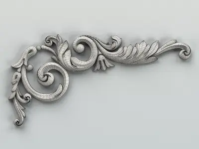 Carved decor corner 004 3D model