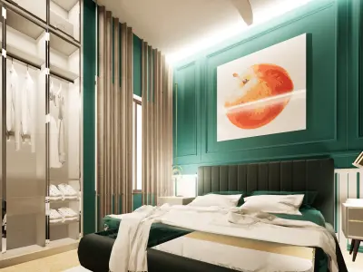 Modern 1BHK Flat Interior Isometric  Contemporary Furniture Low-poly 3D model