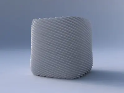 Vase quadratic stumpy with bent extruded lines 2 3D print model