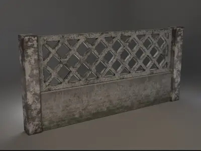 Old concrete Fence  Free low-poly 3D model