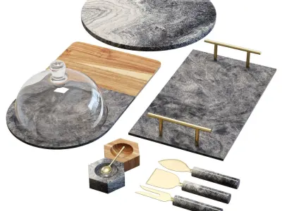 Serveware 01 - Crate and Barrel Hayes Serveware Set 3D model