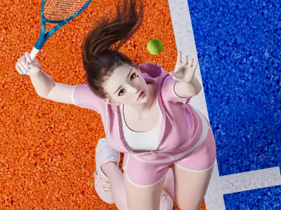 Tennis Player Girl 001 3D model