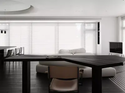 Modern living room dining room interior scenes  3D model 3
