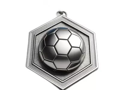 Silver Hexagonal Football Award Medal Low-poly 3D model