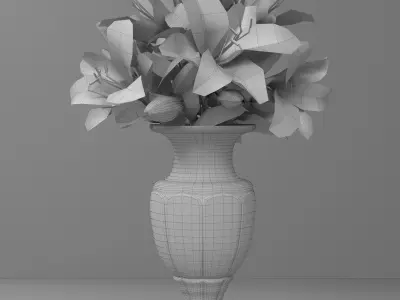 Yellow Lily Vase general decor for interior architecture design 3D model