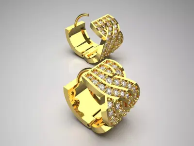 Sparkling Woven Hoop STL 3D jewelry earring model je0055 3D print model