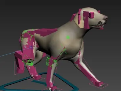 Dog rigged with muscle system and animation included 3D model