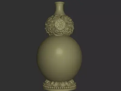Miniature Guan Yu Shrine Inside Gourd 3D print model