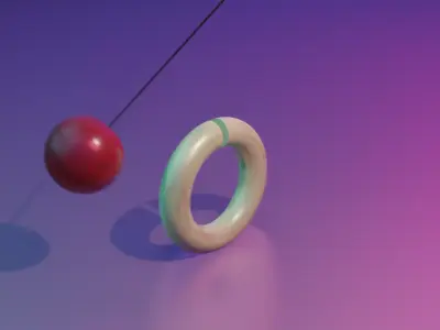 Satisfying ball and ring on pulley Low-poly 3D model