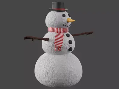 Snowman Low-poly 3D model