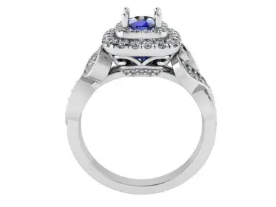 Square Halo Split Shank Ring 4019 3D print model