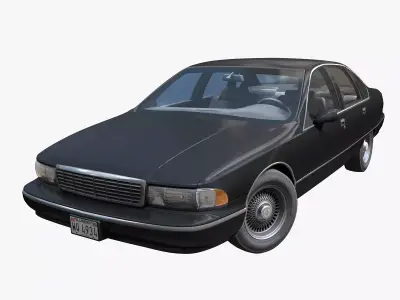90s generic sedan Low-poly 3D model