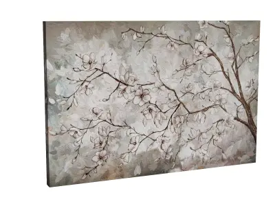 Magnolia Flowers Canvas Wall Art Low-poly 3D model