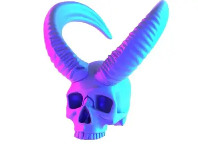 Red Oni mask Horned Blood Skull toy 3D print model