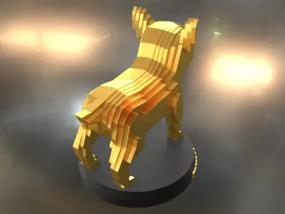 Parametric French Bulldog Puppy Low-poly 3D model