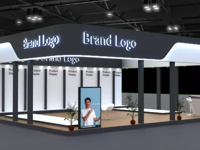 2 side open modern exhibition stall design for brand showcases Low-poly 3D model