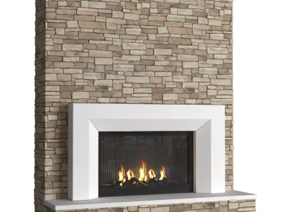 Fireplace stone modern ArtDeco 3D model