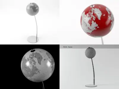 Stem four different globes 3D model