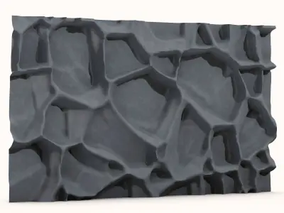 Rough Stone Wall Low Poly 3D model