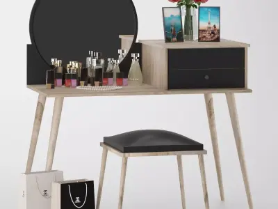 chair and table Low-poly 3D model