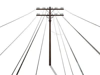 Electricity Pole 33 Weathered Low-poly 3D model
