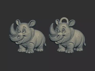 cartoon rhinocero keychain cnc model 3D print model