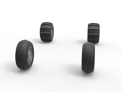 Wheel Set of water pumper Sand buggy Version 2 Scale 1 to 25 3D print model