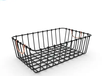 Antique Pewter Decorative Wire Basket 3D model