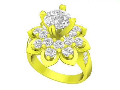 A6701 Luxury Flower Diamond Women Ring 3D print model