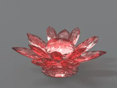 Glass Flower Showpiece Red Low-poly 3D model