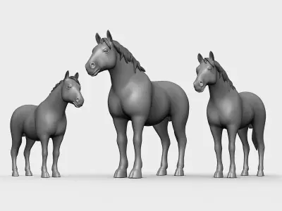 Horse Pack Low-poly 3D model