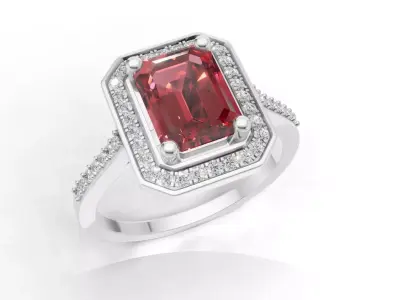 AV 723 Emerald And Round Diamond Bridal Engagement Ring 3D print model