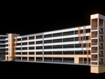 Multistorey car parking building 3D model