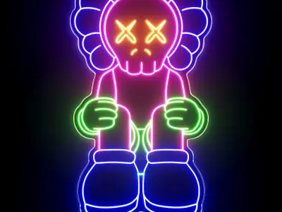 Kaws Neon Sign 3D model buy