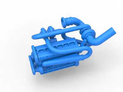 Twin Turbo straight-six engine Scale 1 to 25 3D print model