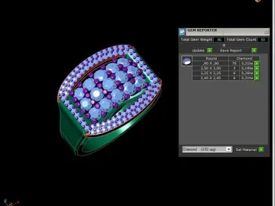 Couple rings with stones  3D print model