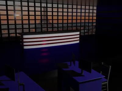 TV News Studio Low-poly 3D model