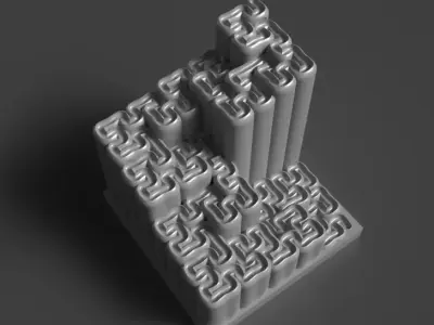 Hilbert Curve Fractal Marble Slide 3D print model