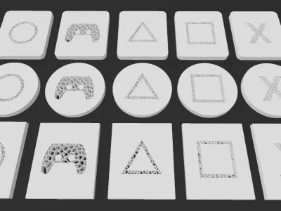 Voronoi gaming icons collection 3D print model